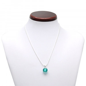 Fizzy turquoise glass and silver 925 pearl pendel