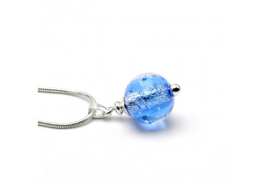 Ocean blue fizzy glass beads hängande silver 925