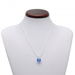 Pendentif perles verre fizzy bleu ocean argent 925