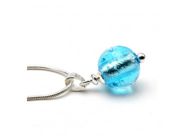 Fizzy azur blue glass pearl pendant silver 925