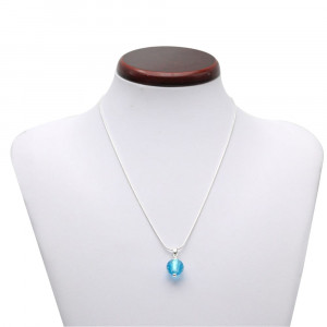 Fizzy azur blue glass pearl pendant silver 925