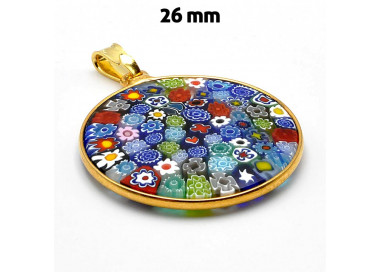 Gold pendant murano glass millefiori venice 