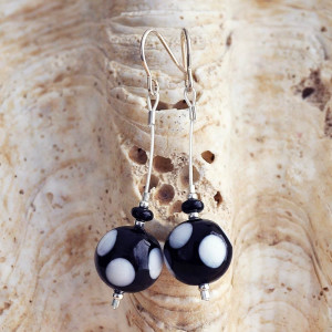 Boucles d'oreilles murano noir blanc