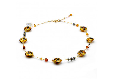 Spotted gold Murano glass necklace