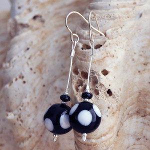 Black murano glass earrings genuine murano glass