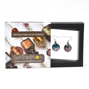 Pastilla dicroica negra - Pendientes de cristal de Murano dicroico negro