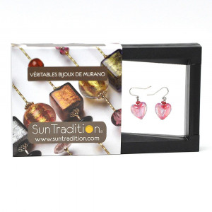 Pink Dicroic Heart - Dicroic pink heart earrings