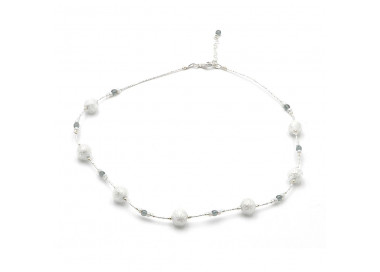 Neve Blanc - white and silver necklace in real venice murano glass