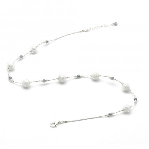 Neve Blanc - collier blanc et argent en veritable verre de murano de venise