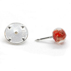 Red collar button and Murano glass Aventurina