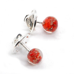 Red collar button and Murano glass Aventurina