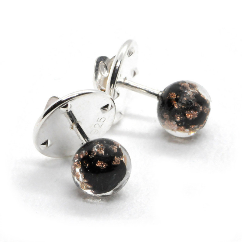 Black collar button and Murano glass Aventurina