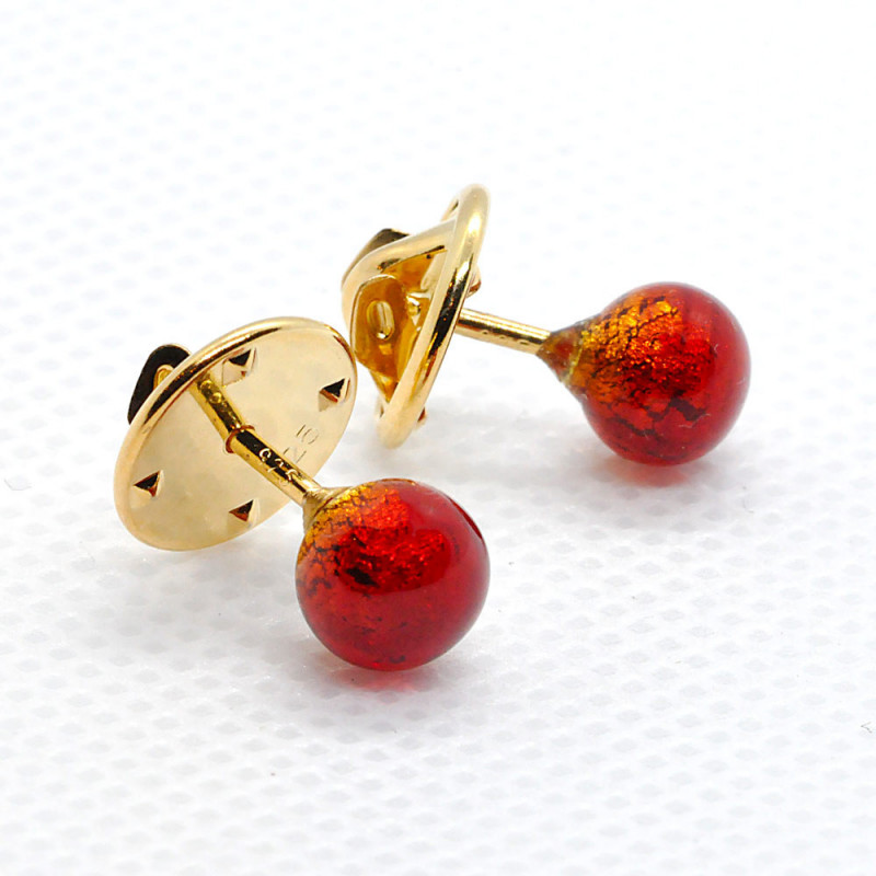 RED AND GOLD COLLAR BUTTONS IN MURANO GLASS