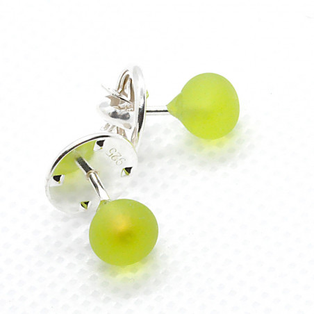 APPLE GREEN COLLAR BUTTONS IN MURANO GLASS SATIN