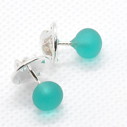 BOUTONS DE COL SATIN TURQUOISE EN VERRE DE MURANO