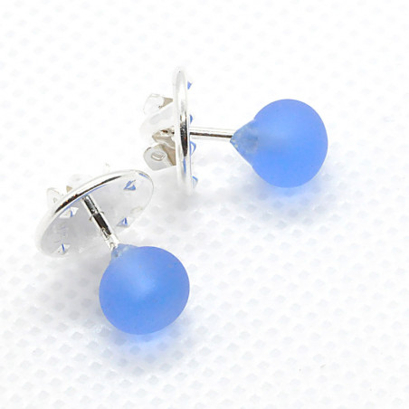 BOUTONS DE COL SATIN BLEU EN VERRE DE MURANO