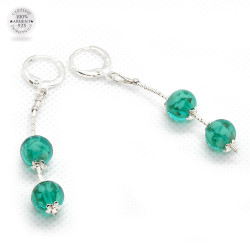 Boucles pendantes en verre de Murano vert emeraude