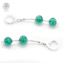 Boucles d'oreilles vertes emeraude en verre