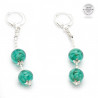 Boucles pendantes en verre de Murano vert emeraude