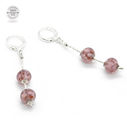 Boucles d'oreilles en verre de Murano pendantes Mimosa Amethyste