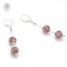 Boucles d'oreilles en verre de Murano pendantes Mimosa Amethyste