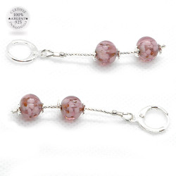 Boucles en verre de Murano Amethyste