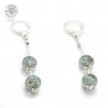 Boucles en verre pendantes grises et argent