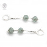 Boucles d'oreilles pendantes grises en verre de Murano