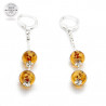 Boucles d'oreilles pendantes ambre en verre de Murano