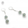 Boucles d'oreilles en verre de Murano pendantes grises