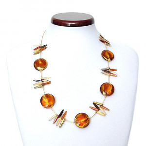 Collier  verre venitien ambre de murano de venise