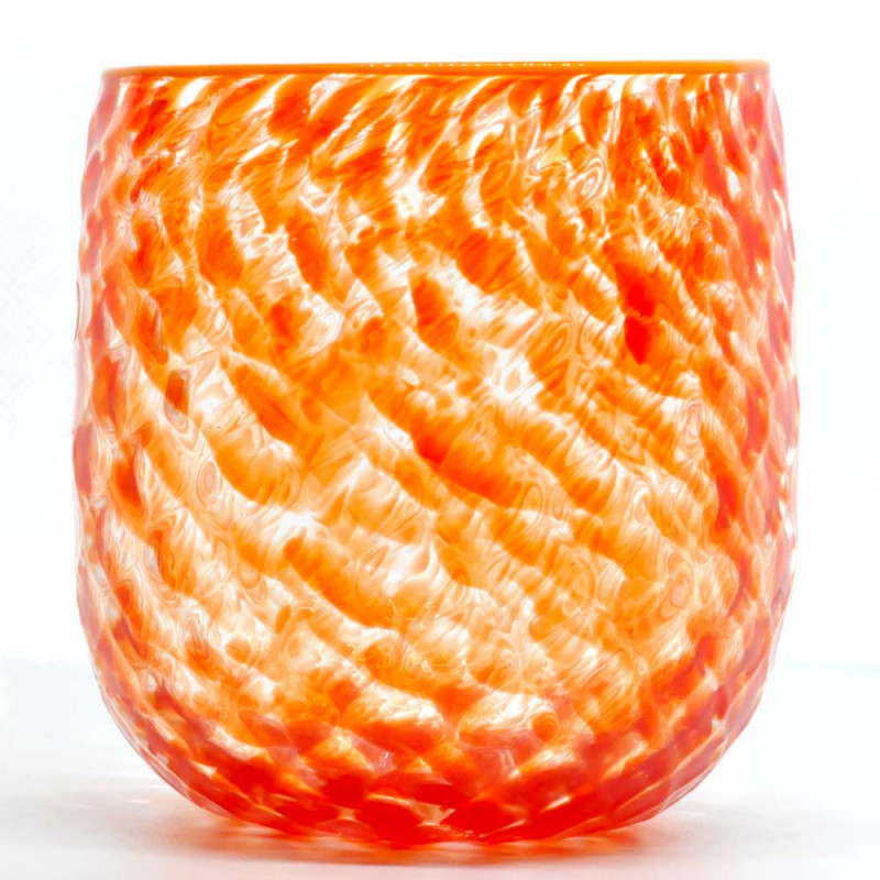 Ljuslykta i orange Murano-glas