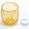 Amber Venetian glass candle jar for mood lighting