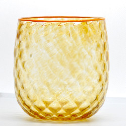 Amber Murano glass candle jar