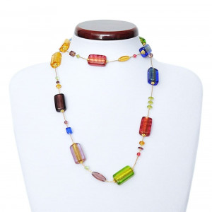 Murano multicolor long necklace in real glass from venice