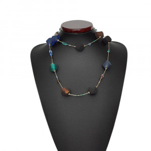 Glas collier murano blauw opera lange juweel van venetië