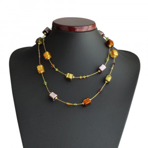 Glas collier murano oranje lange