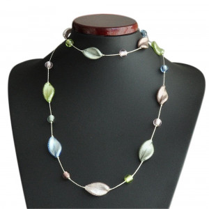 Glass necklace murano multicolor long