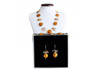 Amber murano glass jewelry set