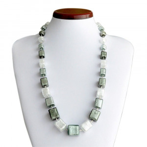 Collier verre murano argent