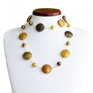 Collier verre murano or