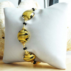 Gold bracelet - gold murano glass bracelet venitian jewelry