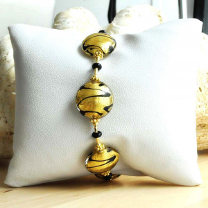 Gold genuine murano glass bracelet venice