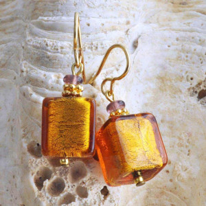 Amber murano glass earrings genuine murano glass of venice