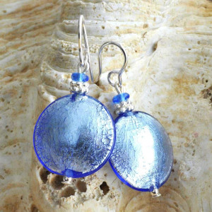 Boucles d'oreilles verre murano bleu