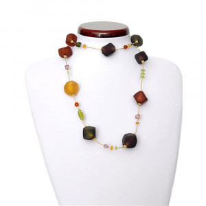 Kette lang herbstfarben schmuck aus echtem muranoglas aus venedig 