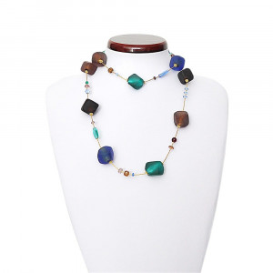 Collier murano long bleu en verre de venise 