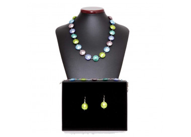 Conjunto de joyas genuino cristal de murano multicolor de plata de venecia