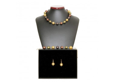  schmuckset satin kugeln gold schmuck aus echtem muranoglas aus venedig 