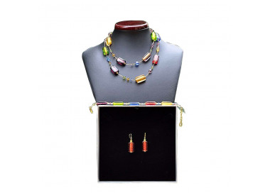 Conjunto multicolore de joyas collar largo de cristal de calidad de murano venecia